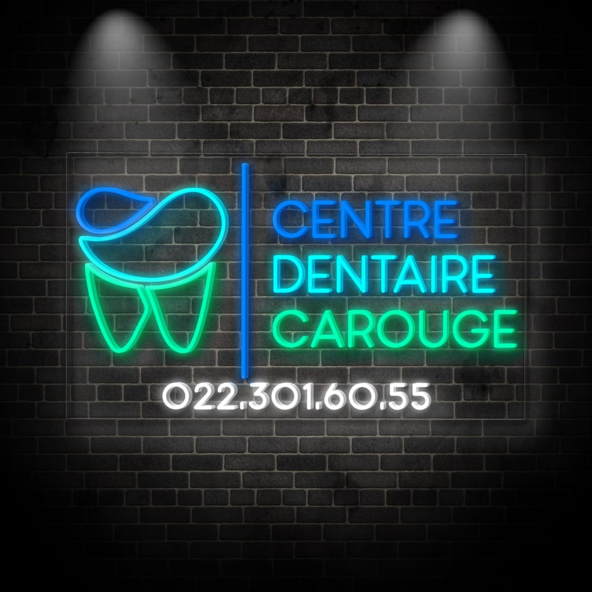 Neon "CENTRE DENTAIRE CAROUGE"