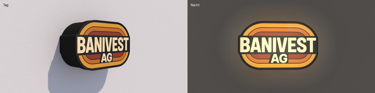 3D-LED-Schild "Banivest"