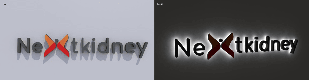 Enseigne Led 3D "Next kidney"