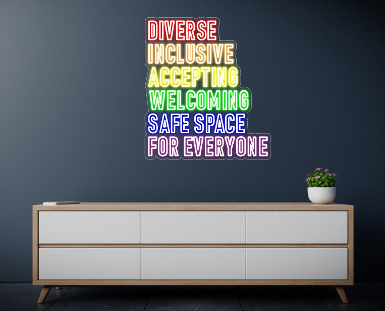 Neon "Diverse Inclusive Accepting Welcoming.."