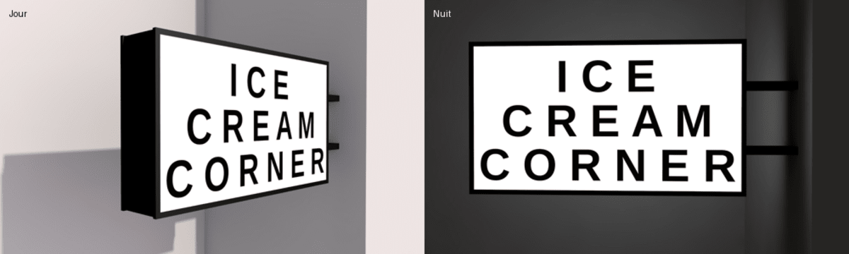 Enseigne Led 3D "Ice cream corner"