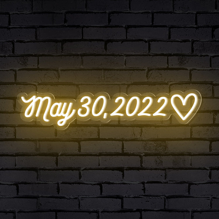 "Date" & Heart Enseigne Néon Personnalisée