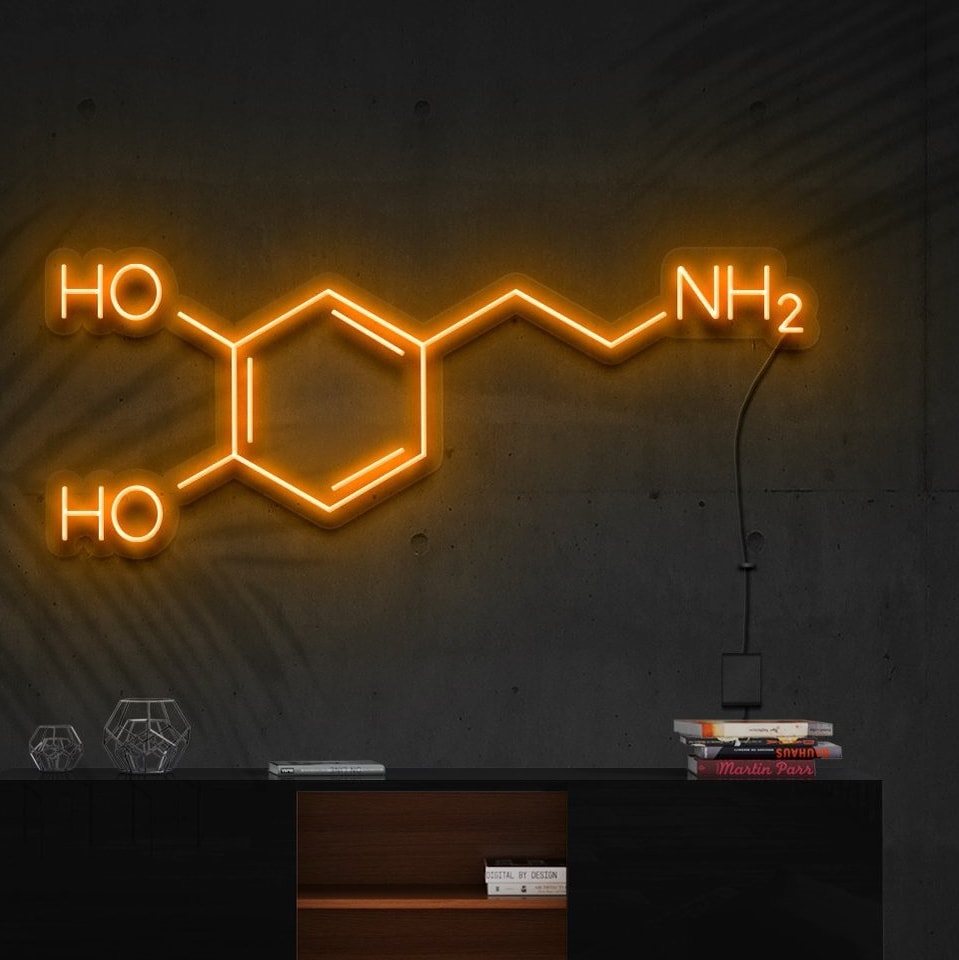 "Enseigne au néon 'Molécule de dopamine'"