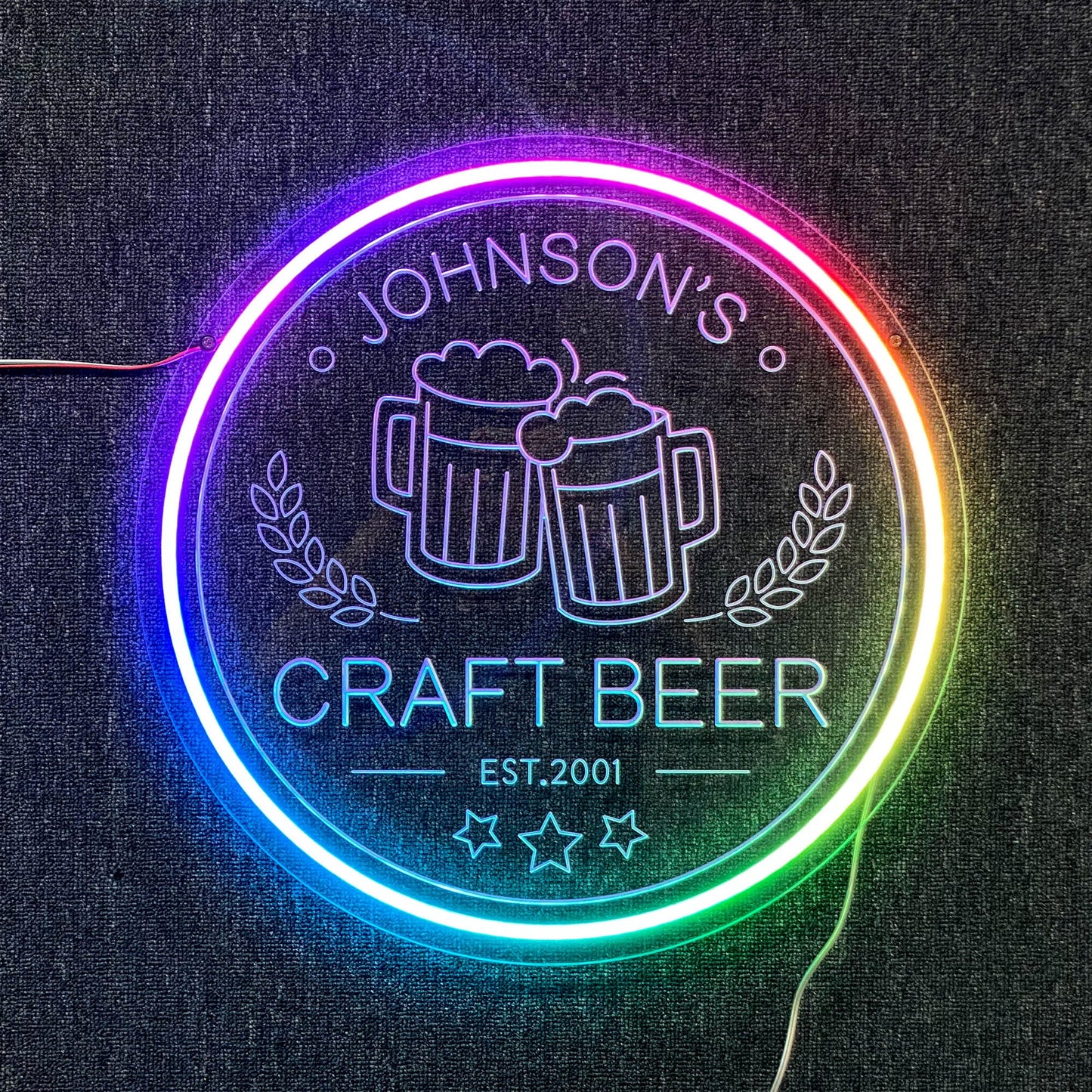 "Nom Personnalisé Multicolore en Néon pour Bars"