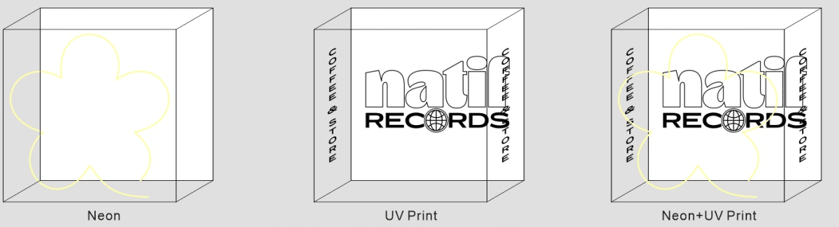 Neon "Natif records (box 70x70x15)"