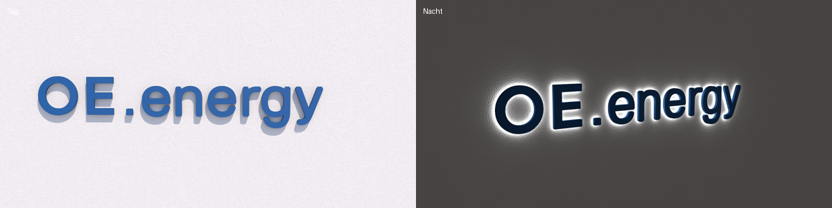 3D-LED-Schild "OE.energy"