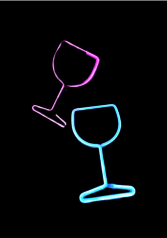 neon wine glass