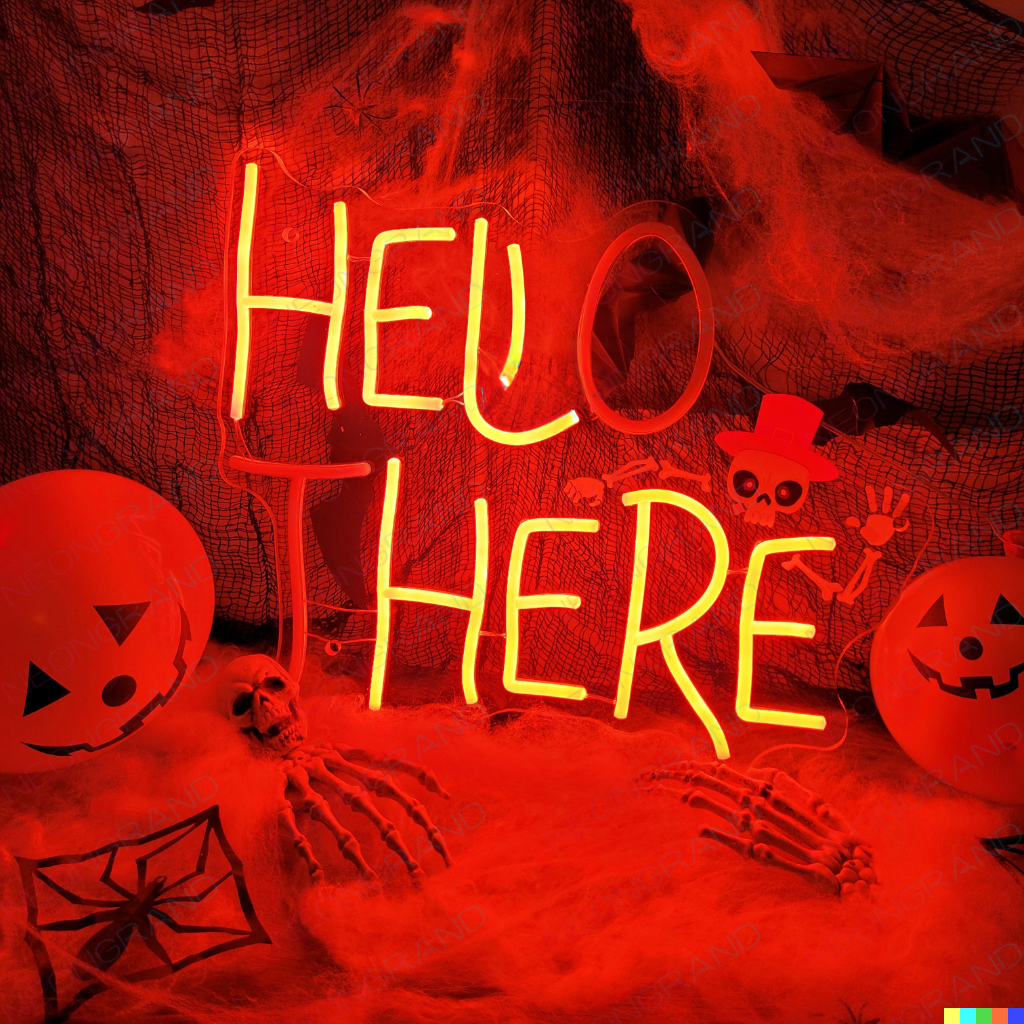 Bonjour là-bas Enseigne au néon Enfer ici Halloween Lumière LED