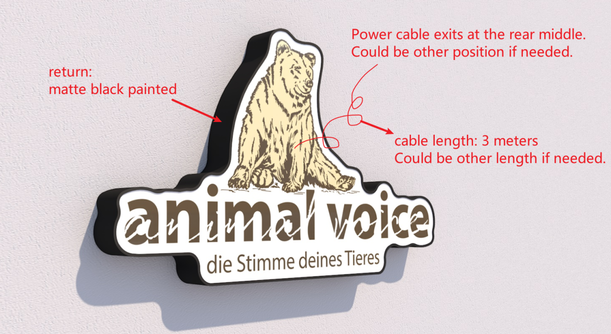 3D-LED-Schild "animal voice"