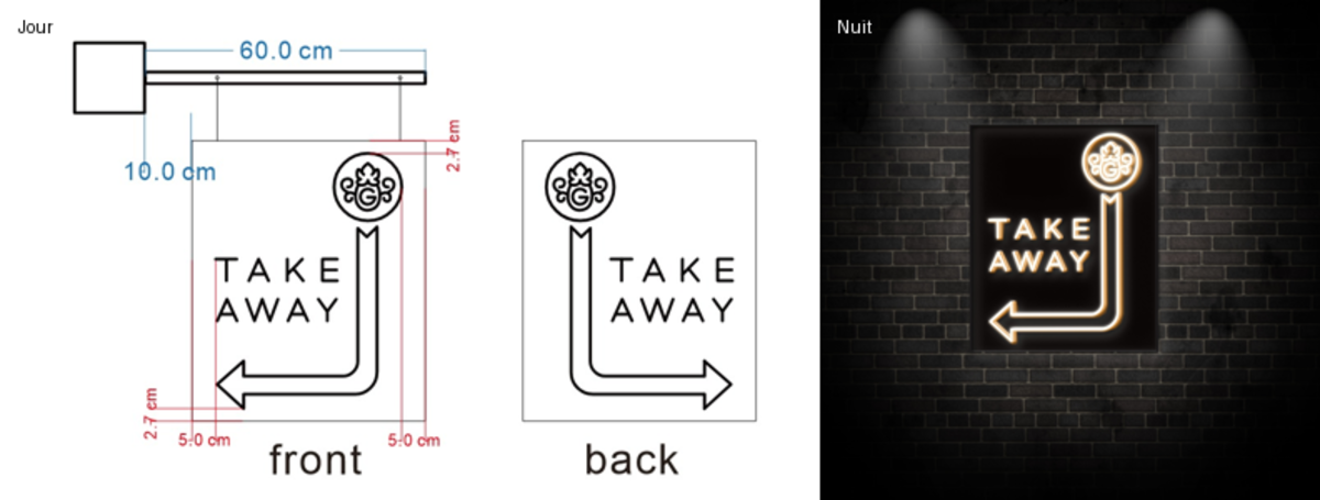 Enseigne Led 3D "take away"