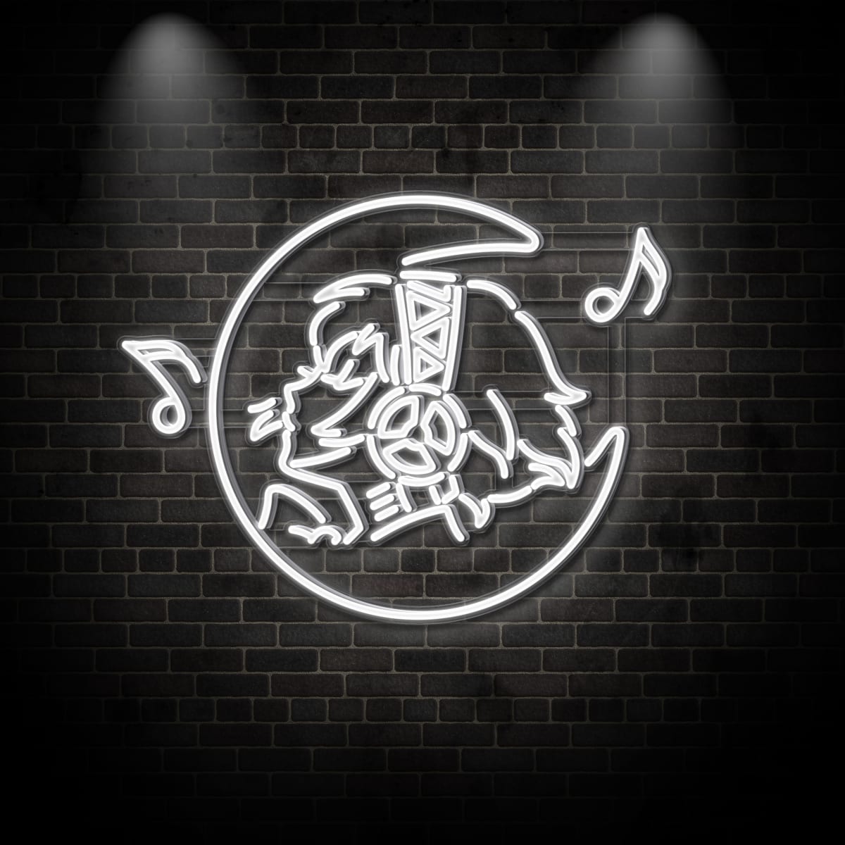 Neon "moon+face"