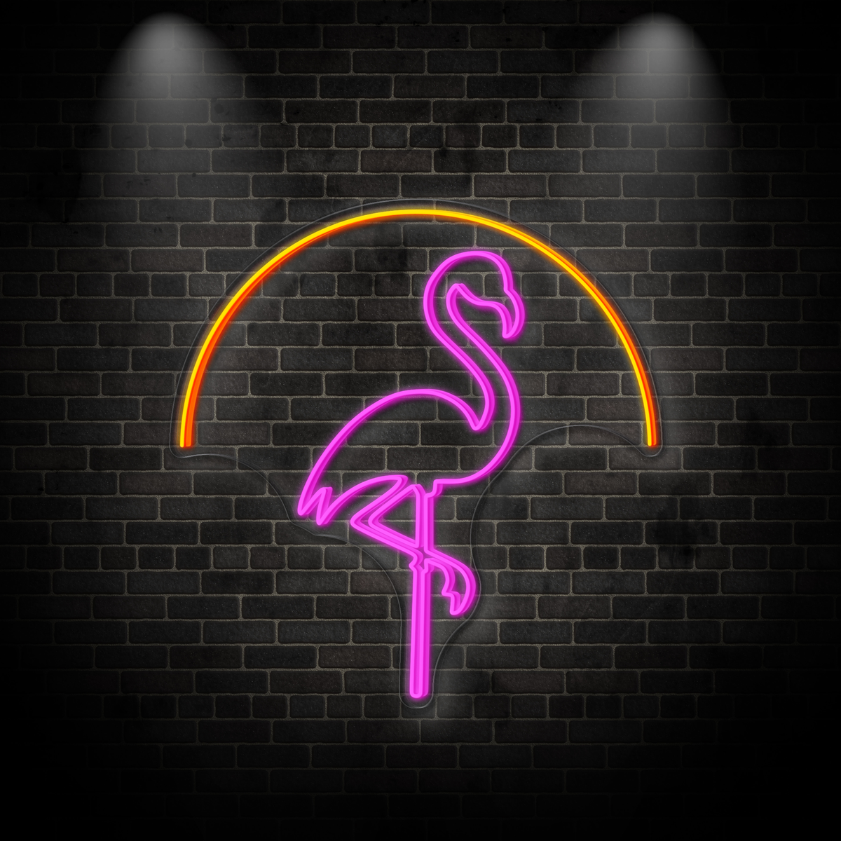 Neon "Flamingo with sunburst 3"