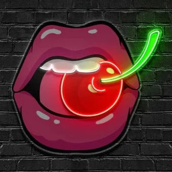 Neon „Cherry Mouth – Kunstwerk“