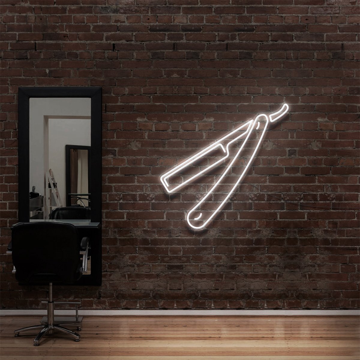 "Razor Blade" Enseigne Lumineuse pour Salons de Coiffure & Barbiers