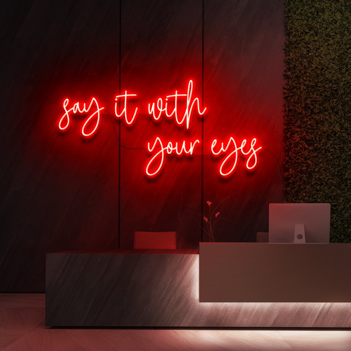 "Say It With Your Eyes" Enseigne Lumineuse pour Studios de Beauté et Cosmétique