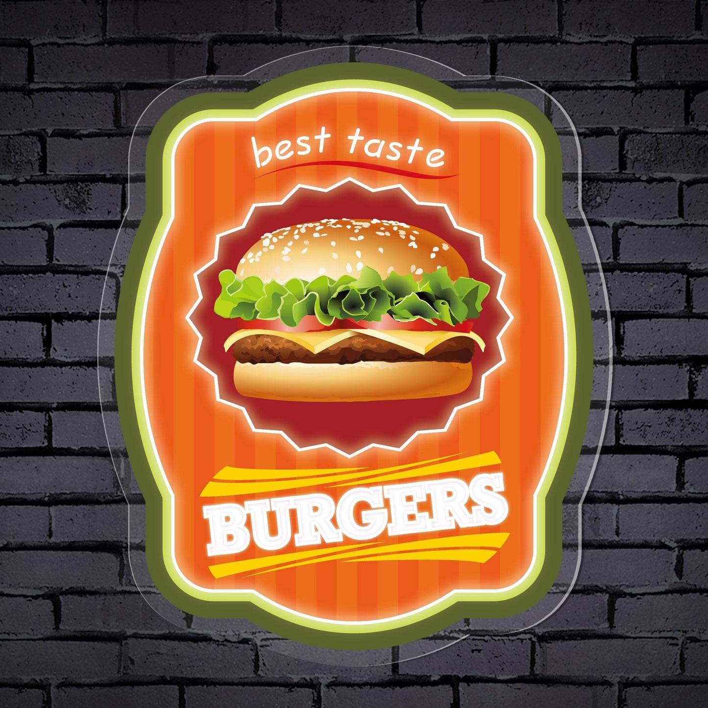 "LOGO en néon du mot 'BURGERS'"