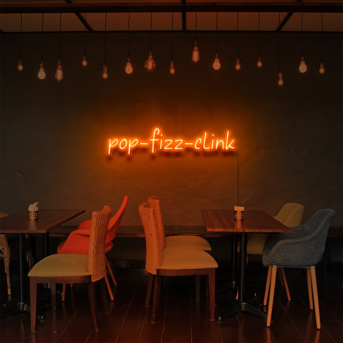 "Pop Fizz Clink" Enseigne Lumineuse pour Bars & Restaurants