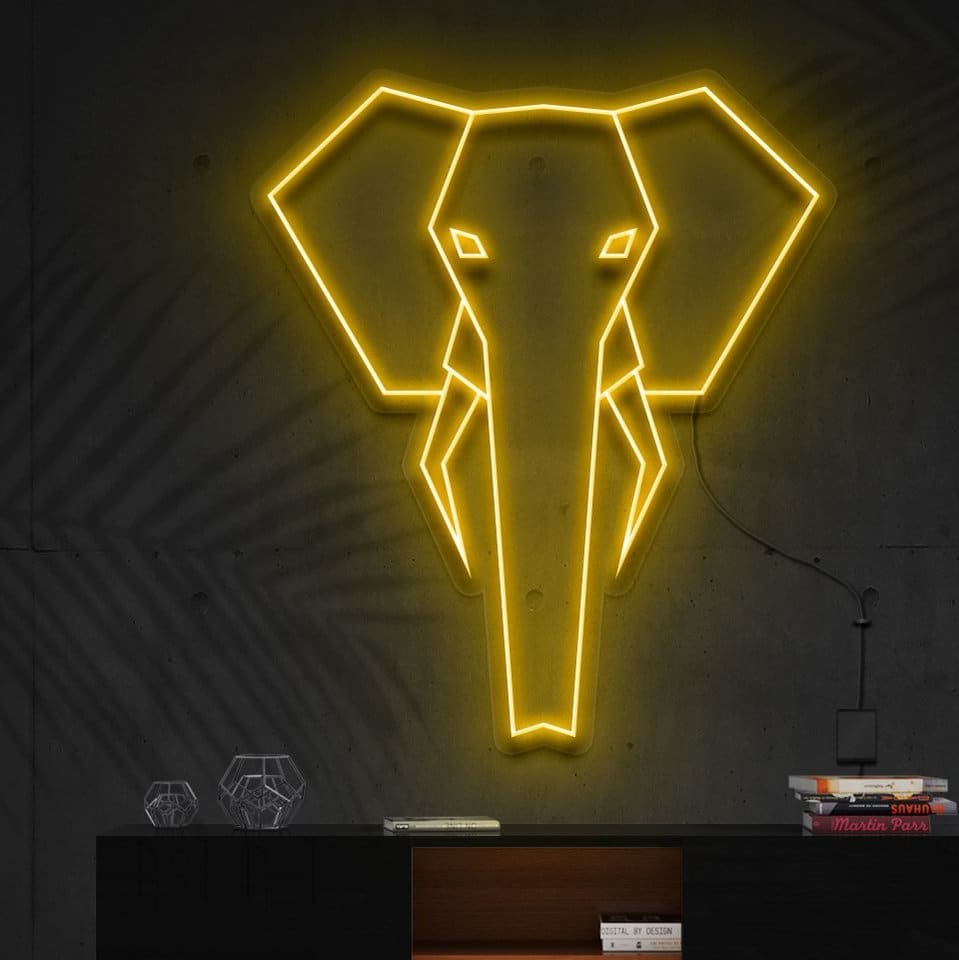 "Geometric Elephant" Neon Sign => Panneau néon "Éléphant géométrique"