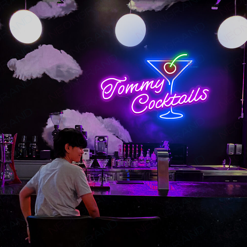 Enseigne personnalisée de bar avec éclairage à LED "Neon Cocktail Sign Custom Name Bar Led Light".