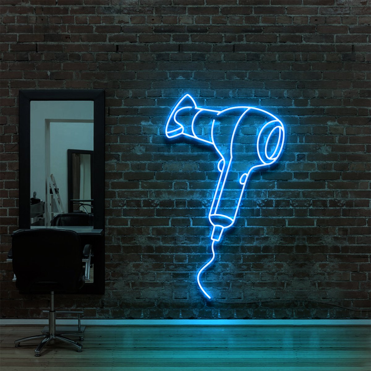 "Blowdryer" Enseigne Lumineuse pour Salons de Coiffure & Barbiers