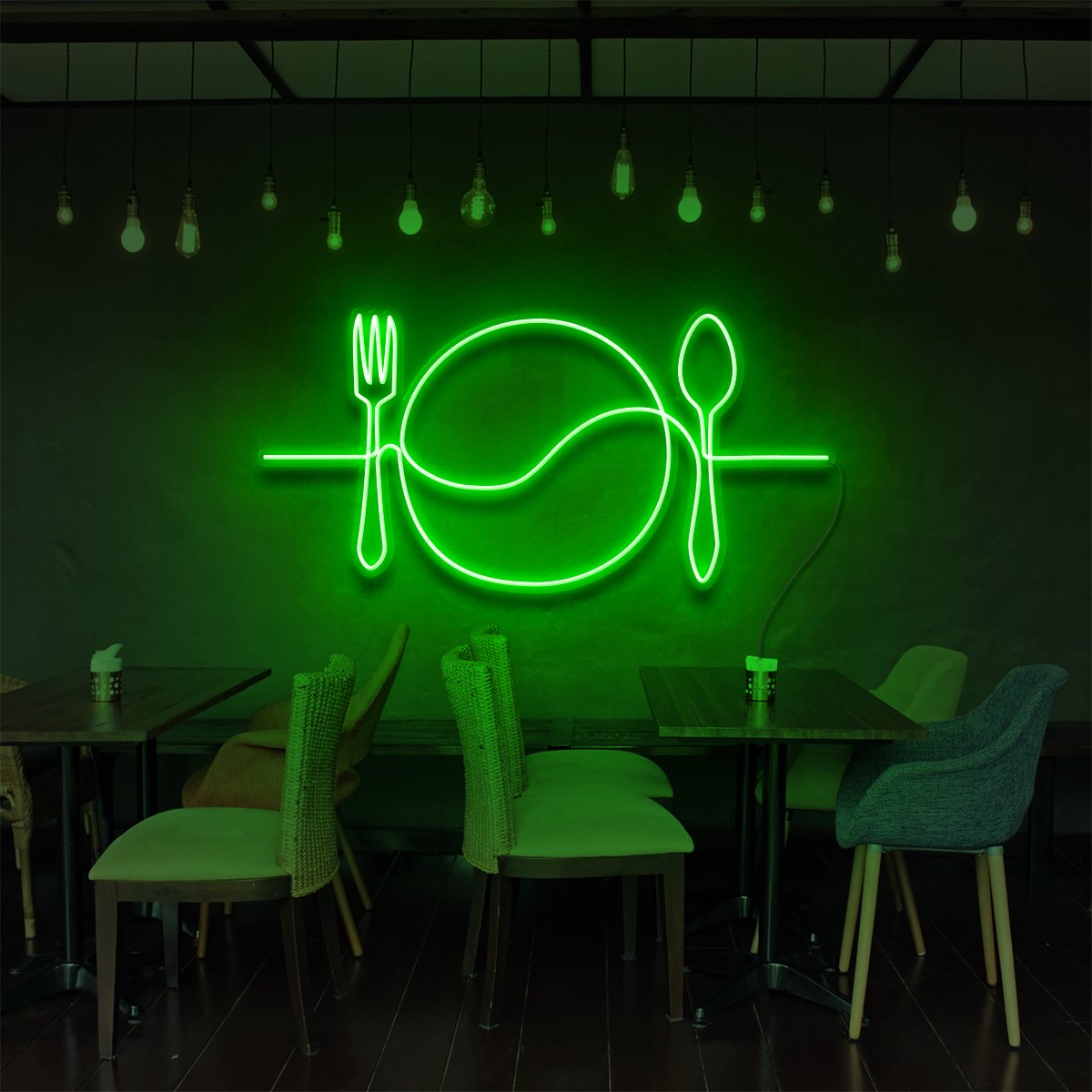 "Plate Line Art" Enseigne Lumineuse pour Bars & Restaurants