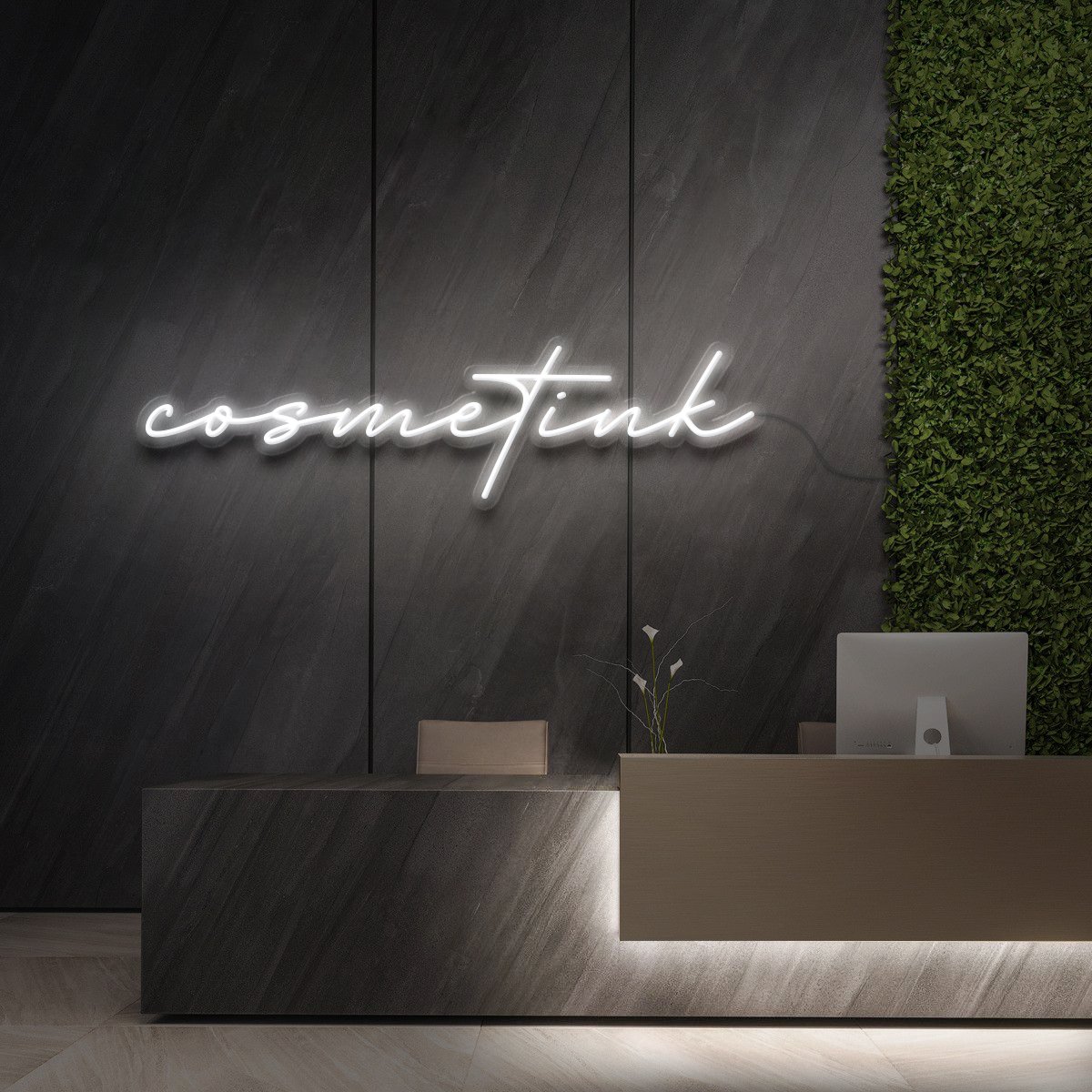 " Cosmetink " Enseigne Lumineuse pour Studios de Beauté et Cosmétique