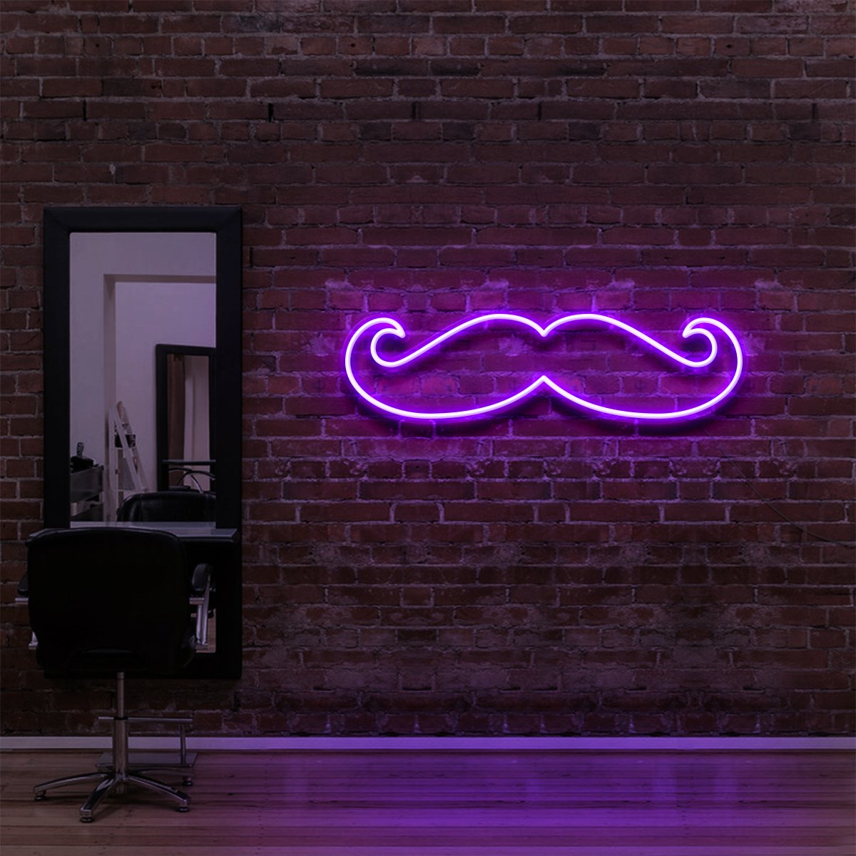 "Enseigne Néon 'Moustache' pour Salons de Coiffure & Barbiers"