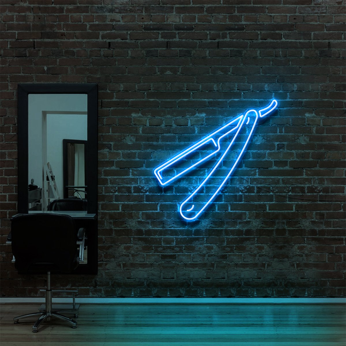 "Razor Blade" Enseigne Lumineuse pour Salons de Coiffure & Barbiers