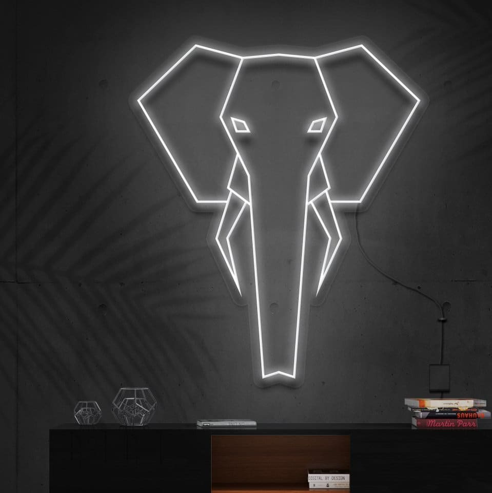 "Geometric Elephant" Neon Sign => Panneau néon "Éléphant géométrique"