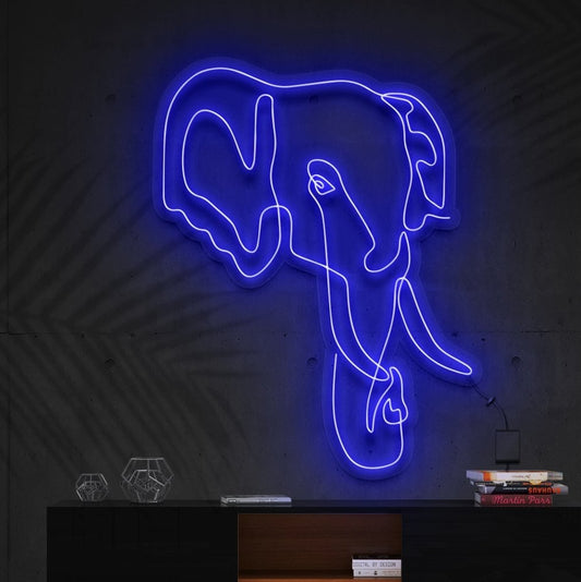 "Art de ligne d'éléphant" Enseigne néon
