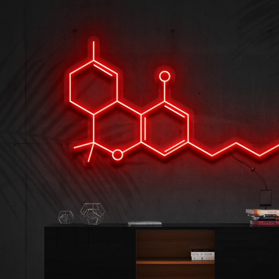 "THC Molecule" Panneau au Néon