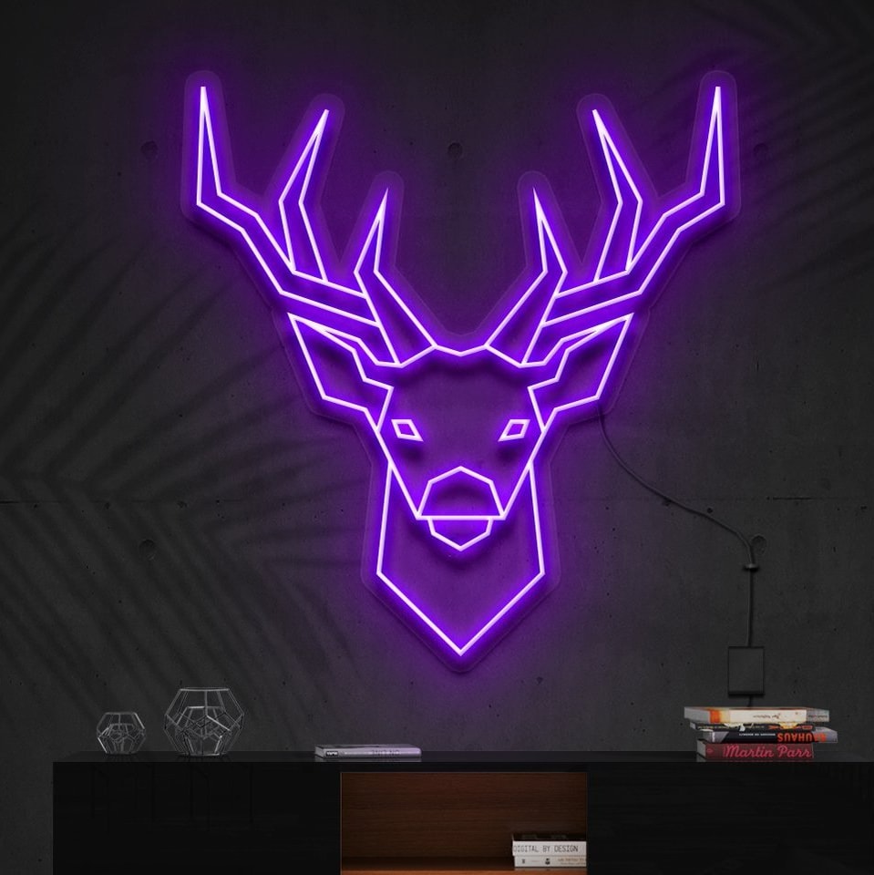 "Geometric Deer" Neon Sign = "Enseigne en néon de Cerf Géométrique"