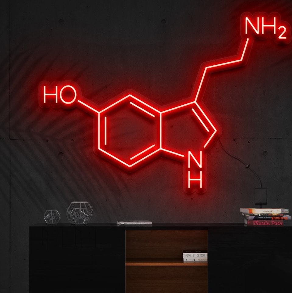"Signal au néon" Molécule de sérotonine