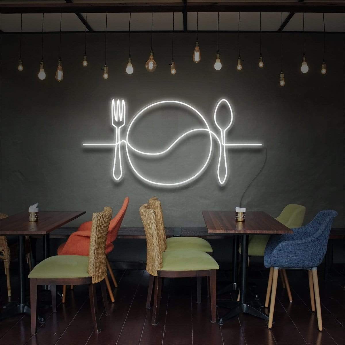 "Plate Line Art" Enseigne Lumineuse pour Bars & Restaurants