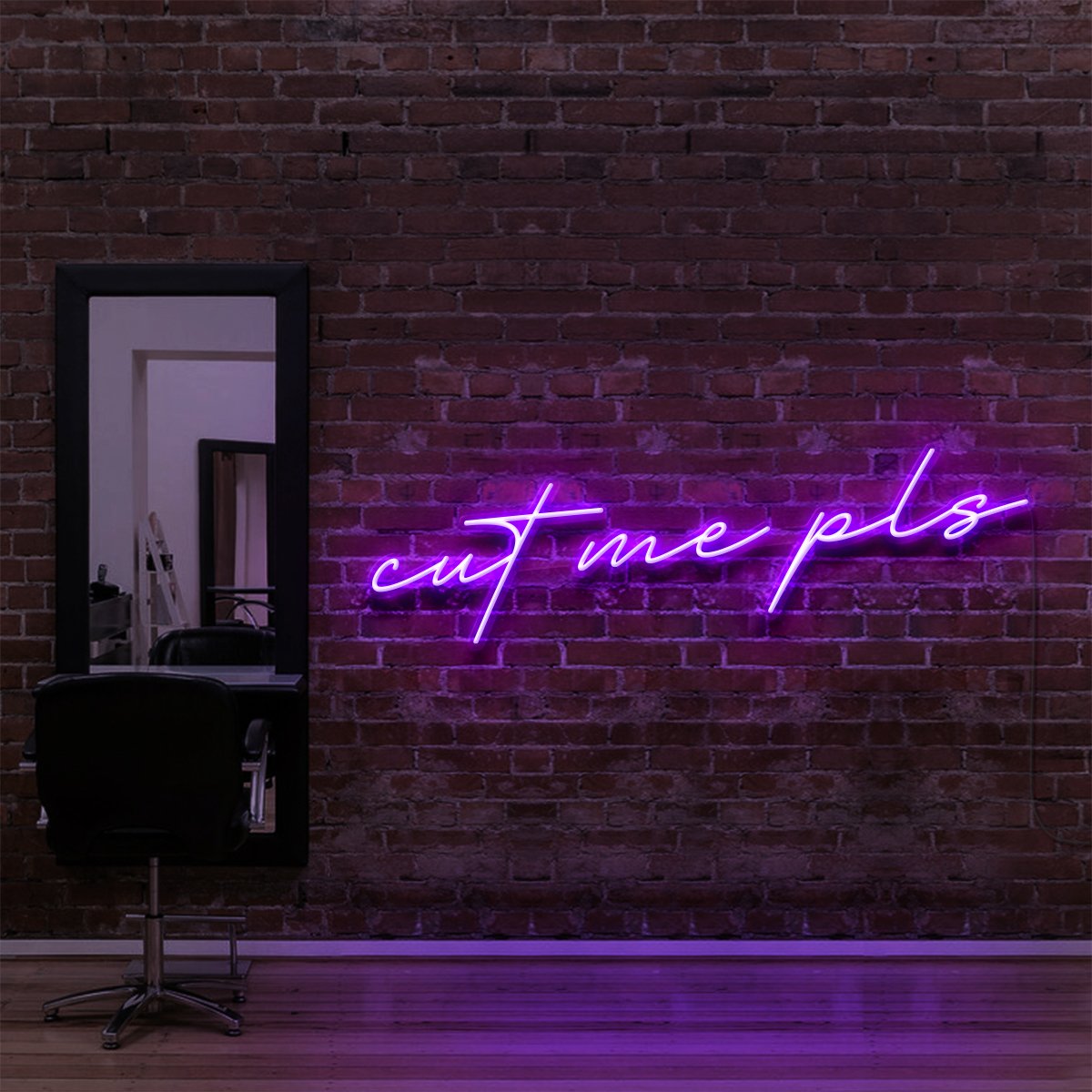 "Cut Me Pls" Enseigne Lumineuse pour Salons de Coiffure & Barbiers