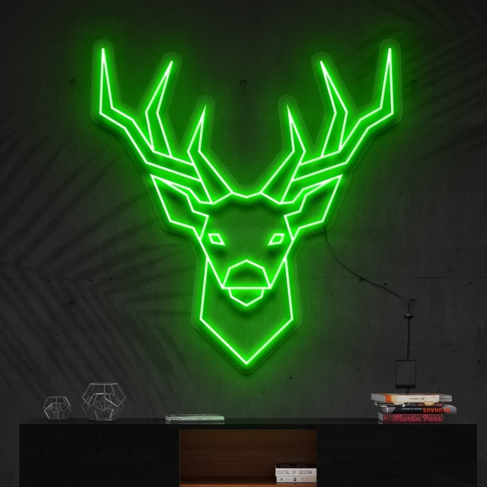 "Geometric Deer" Neon Sign = "Enseigne en néon de Cerf Géométrique"