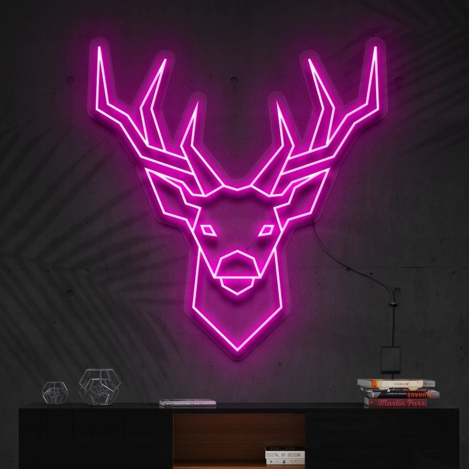 "Geometric Deer" Neon Sign = "Enseigne en néon de Cerf Géométrique"