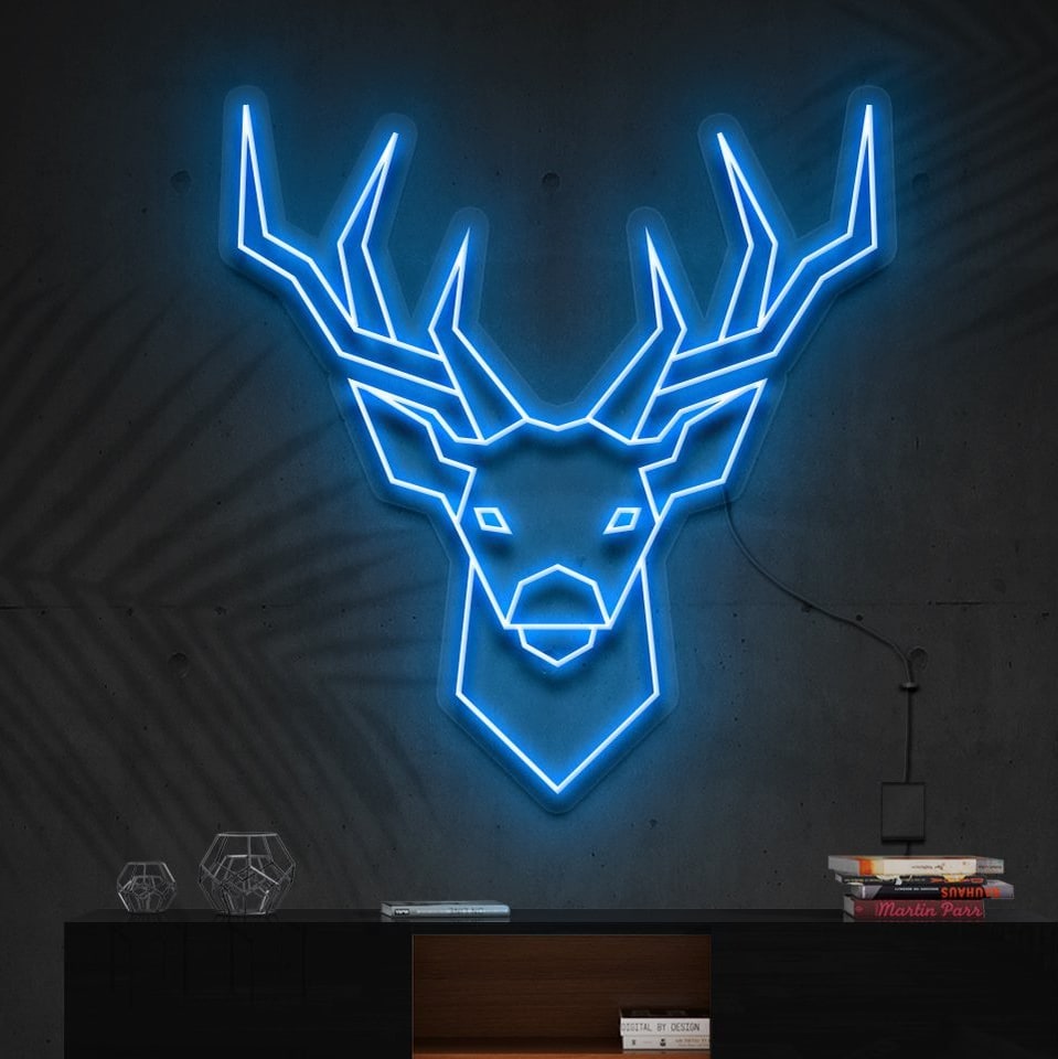 "Geometric Deer" Neon Sign = "Enseigne en néon de Cerf Géométrique"