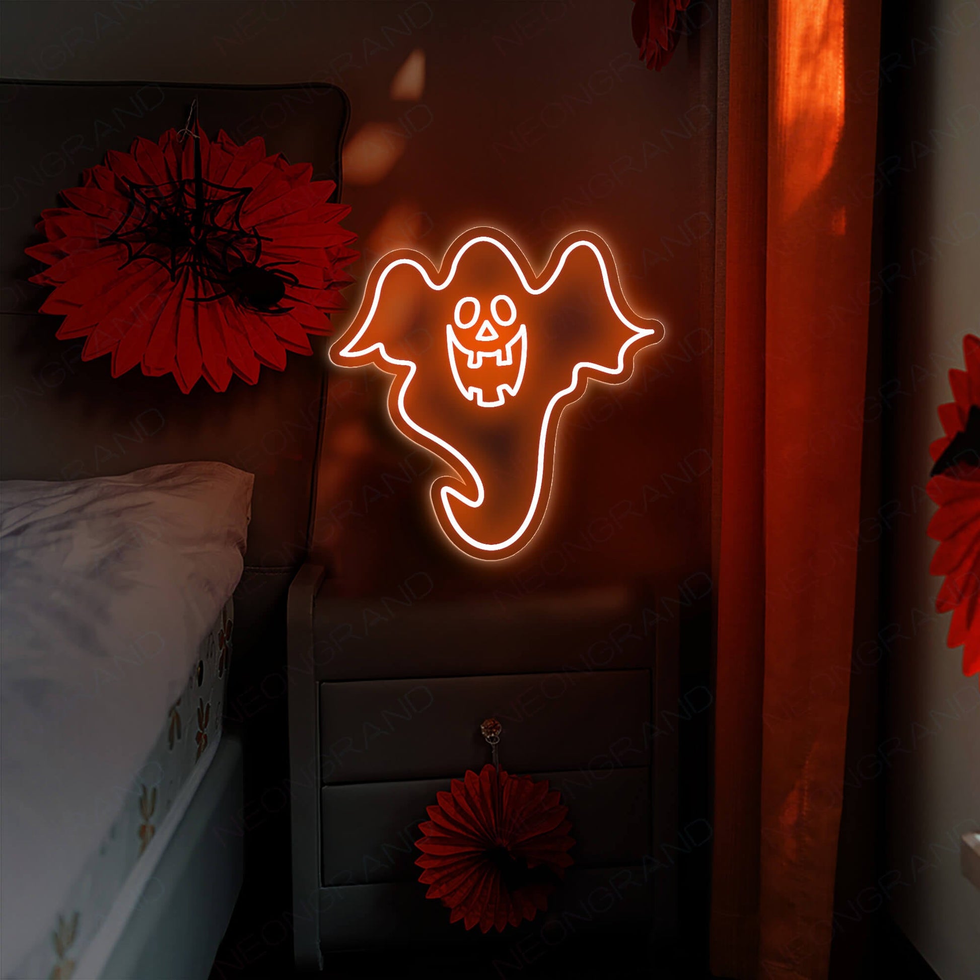 Enseigne néon fantôme Enseigne néon Halloween Lumière LED.