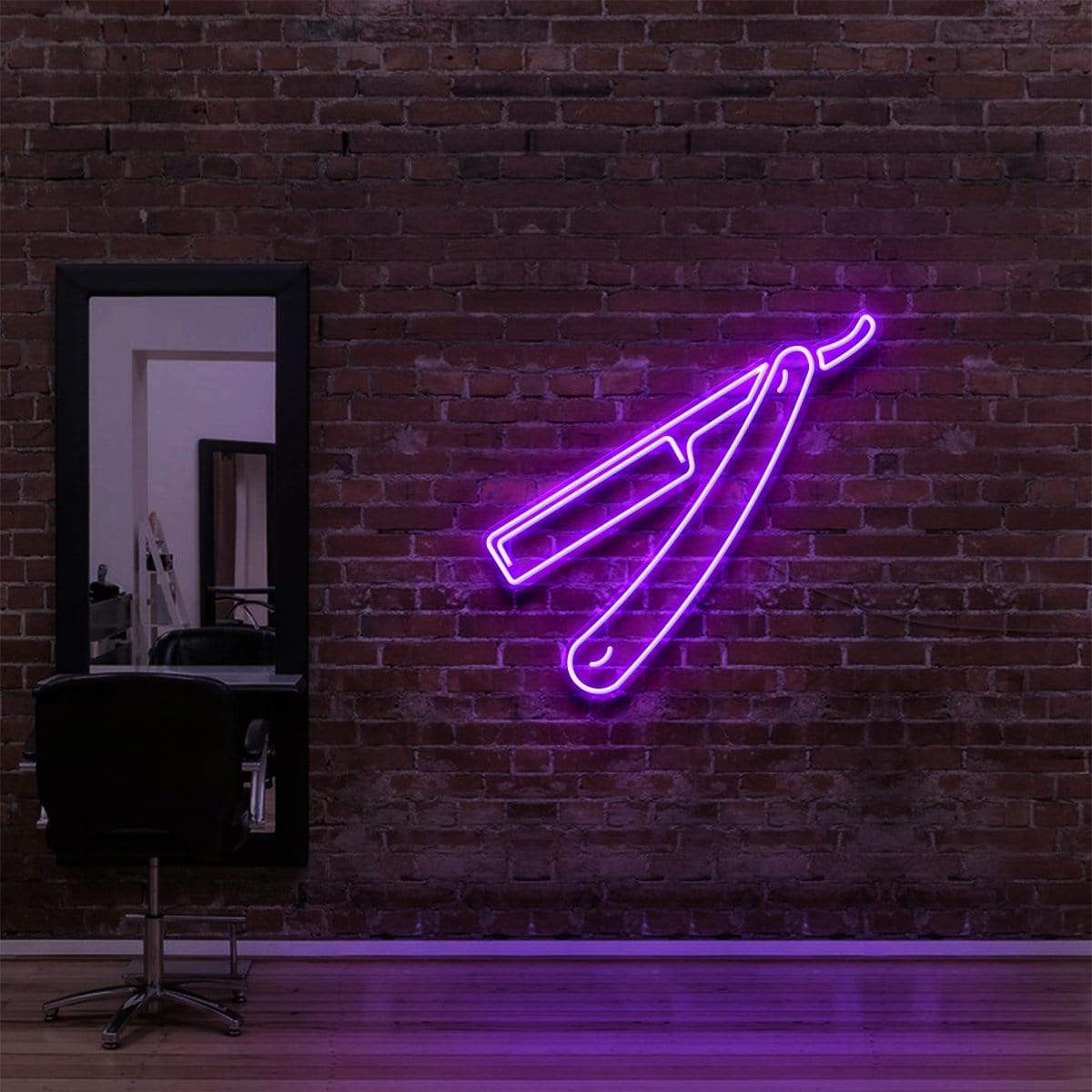 "Razor Blade" Enseigne Lumineuse pour Salons de Coiffure & Barbiers