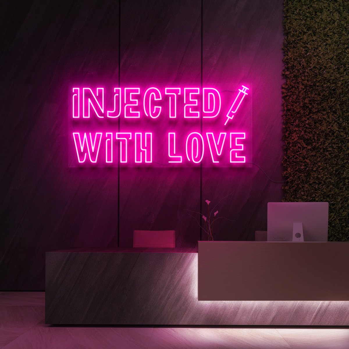 "Injected With Love" Enseigne Lumineuse pour Instituts de Beauté & Cosmétiques