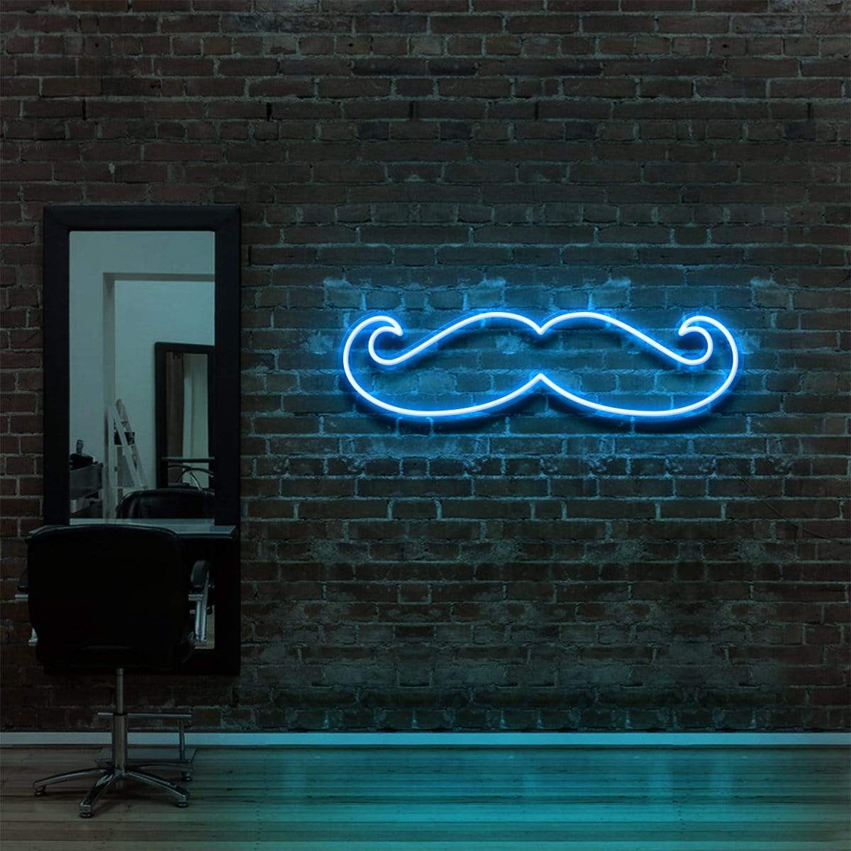 "Enseigne Néon 'Moustache' pour Salons de Coiffure & Barbiers"