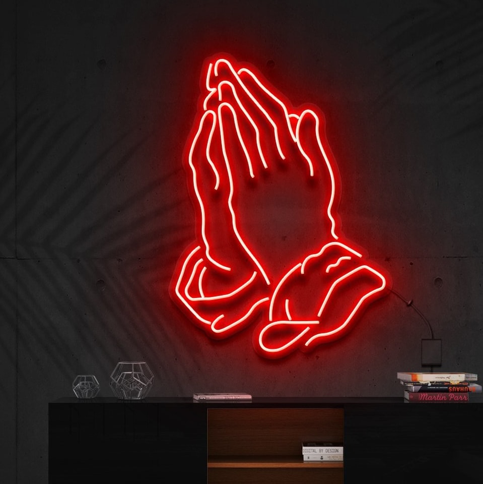 "Praying Hands" Panneau Néon