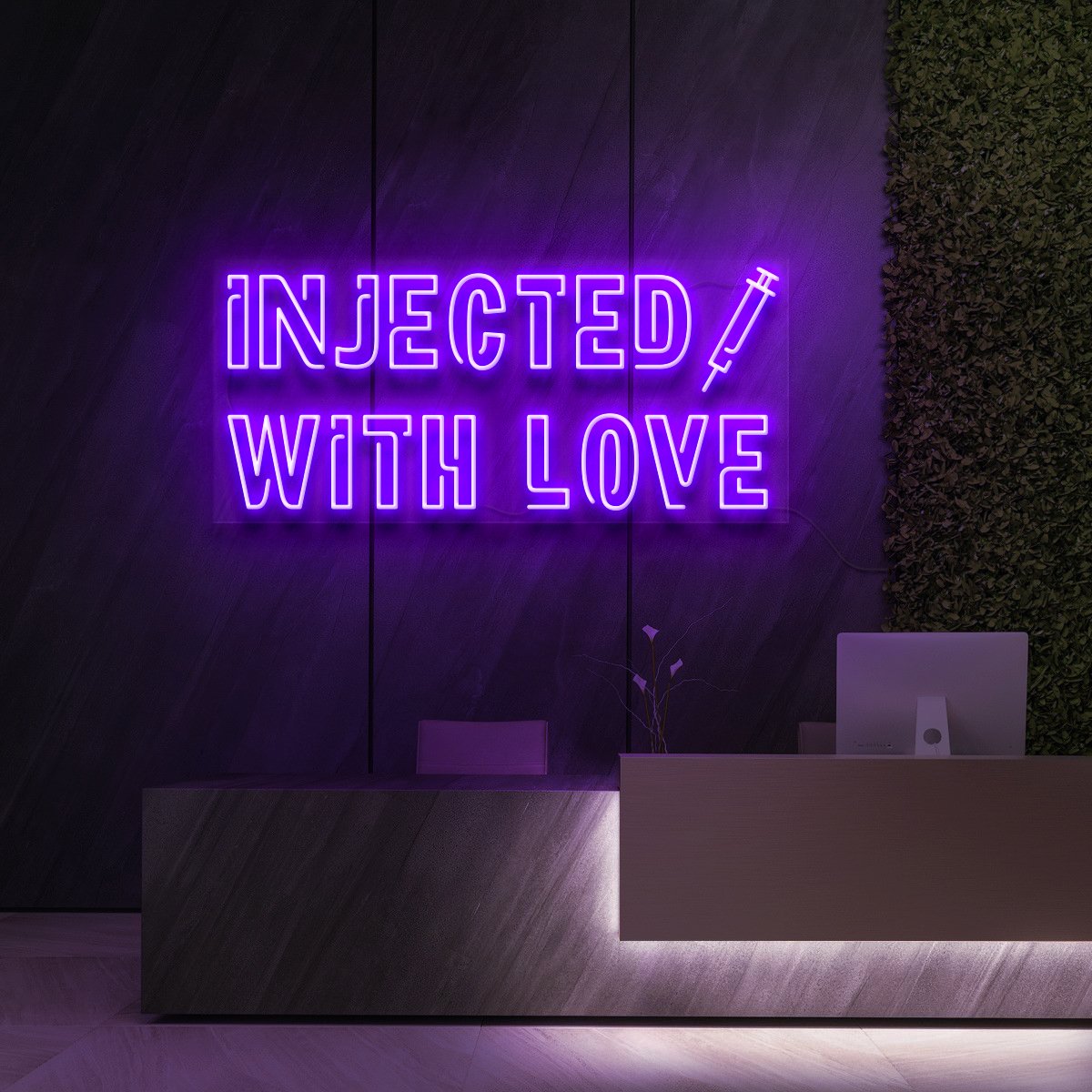 "Injected With Love" Enseigne Lumineuse pour Instituts de Beauté & Cosmétiques