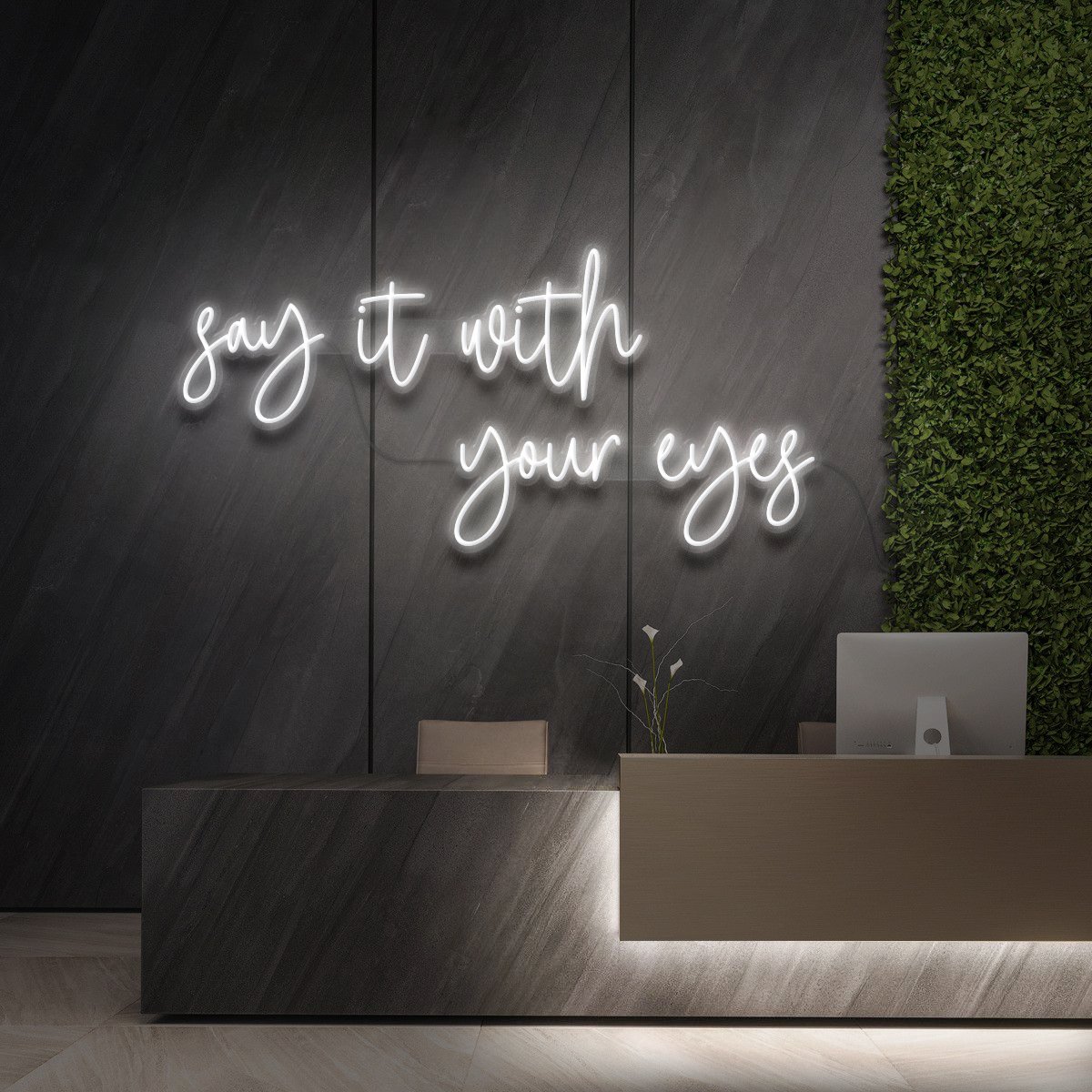 "Say It With Your Eyes" Enseigne Lumineuse pour Studios de Beauté et Cosmétique