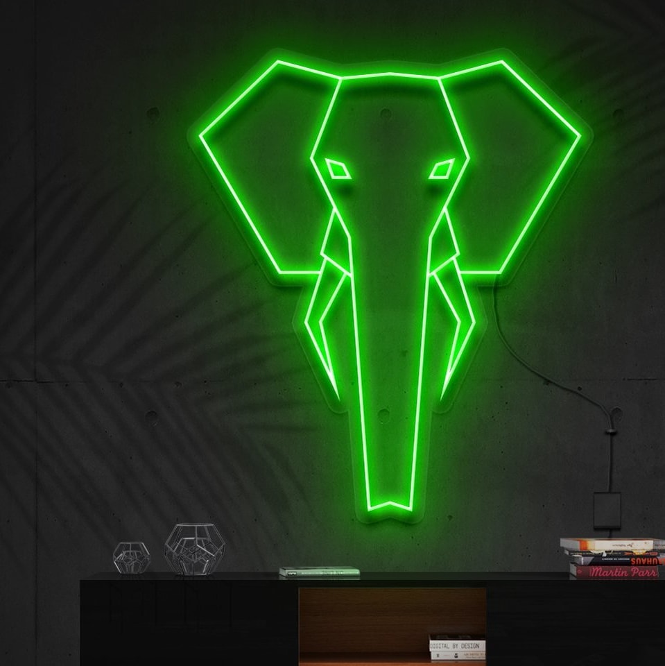 "Geometric Elephant" Neon Sign => Panneau néon "Éléphant géométrique"