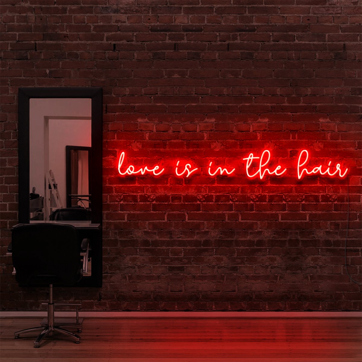 "Love Is In The Hair" - Enseigne Néon pour Salons de Coiffure & Barbiers