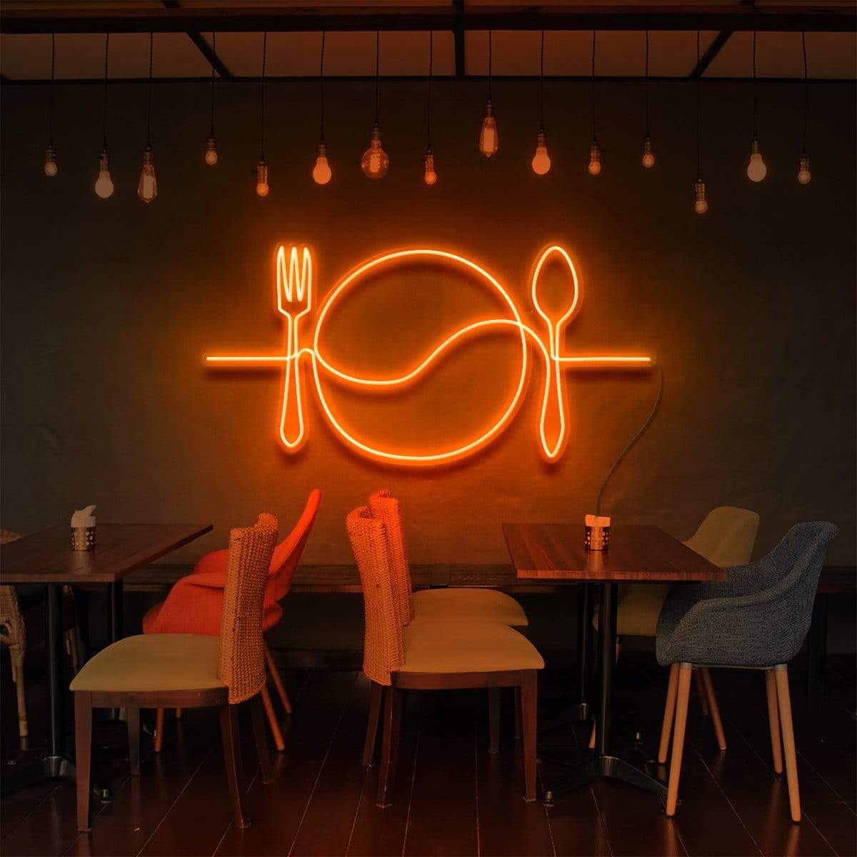 "Plate Line Art" Enseigne Lumineuse pour Bars & Restaurants