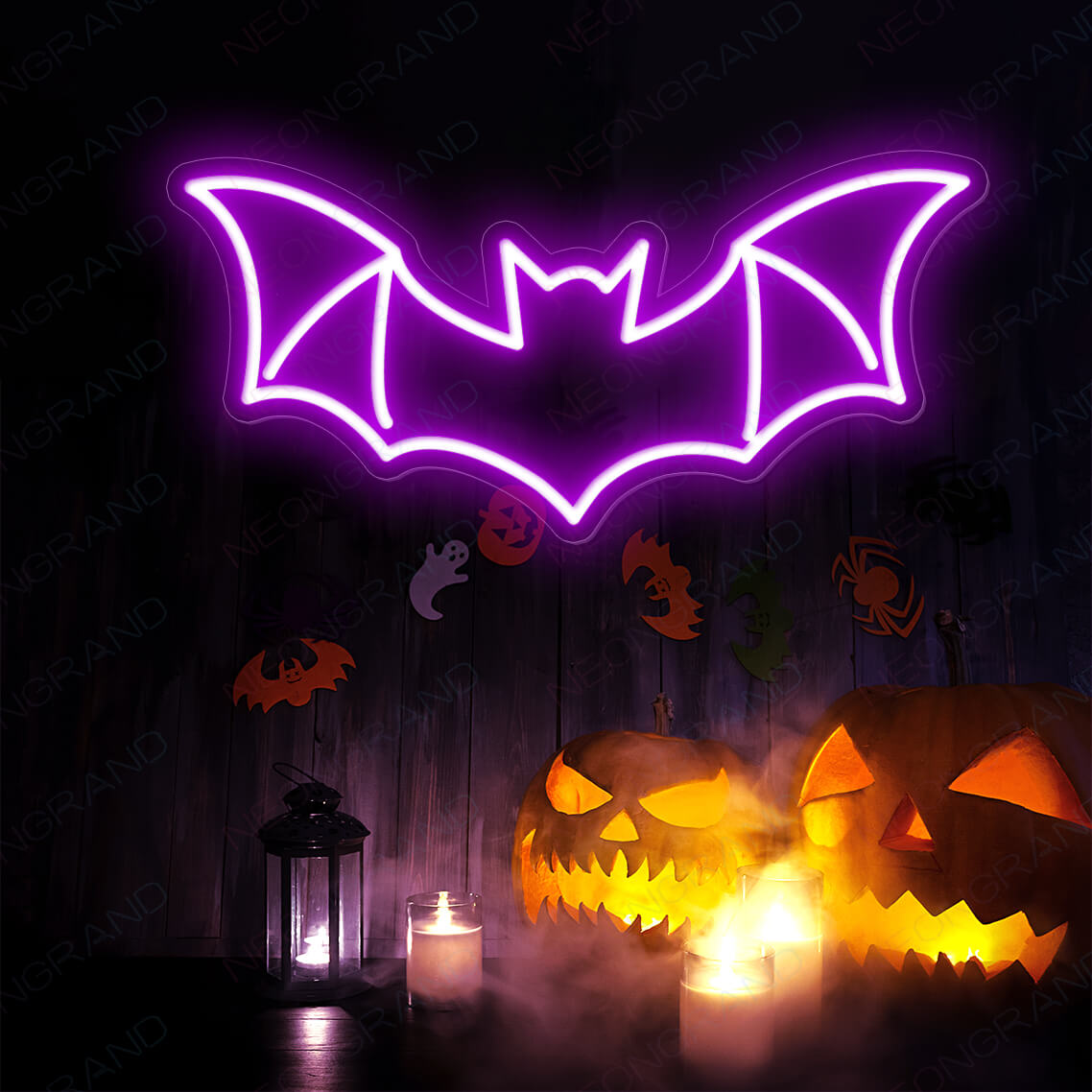 Panneau lumineux LED "Chauve-souris Halloween"