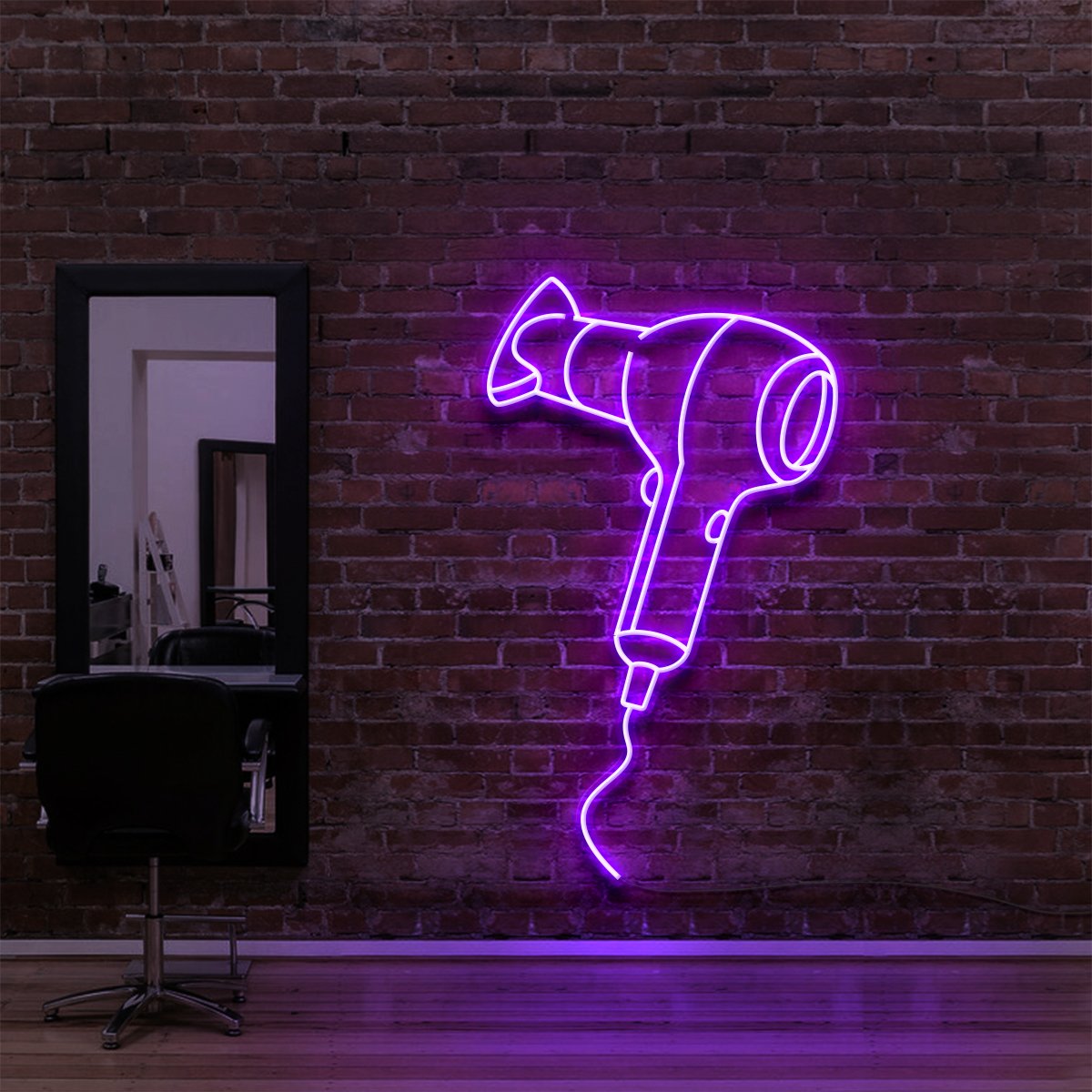 "Blowdryer" Enseigne Lumineuse pour Salons de Coiffure & Barbiers